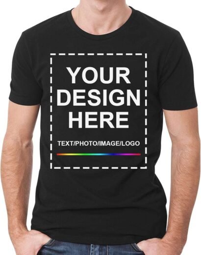 Customized Design black printed polyester Tshirt