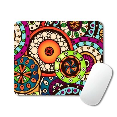 Rounded mandala art mouse pad