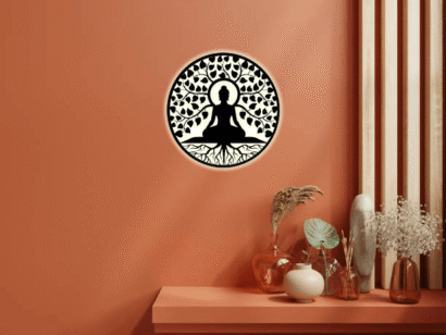 Mediting Buddha LED Light Wall Decor