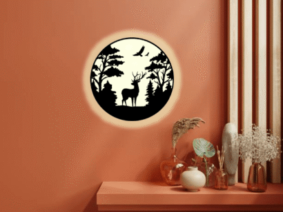 Deer in Forest Design LED Light Wall Decor
