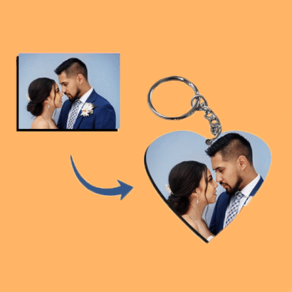 Customized Photo Printed Heart Keychain